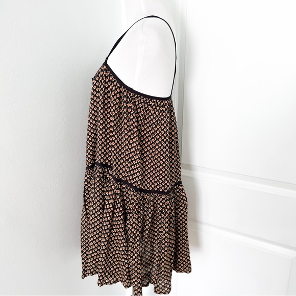 FLANNEL Black and Tan Floral Patterned Mini Dress - Size S/M - Picture 3 of 5